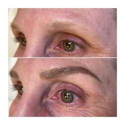 dramatic results of a woman after receiving the microblading treatment